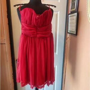 Strapless red dress